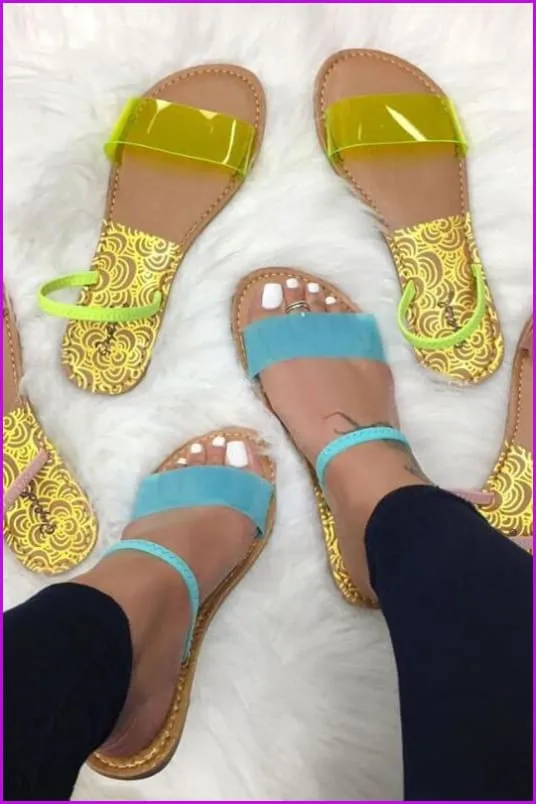 4 Colors Transparent Slippers Sandles F147