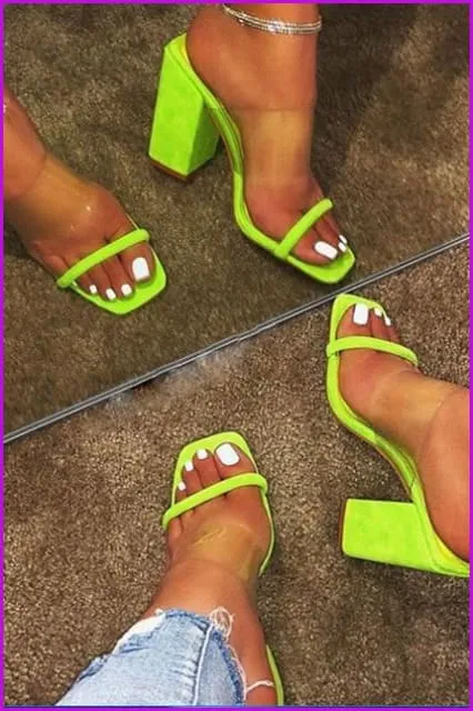 5 Colors Transparent Candy Ladies High Heel Slippers F103