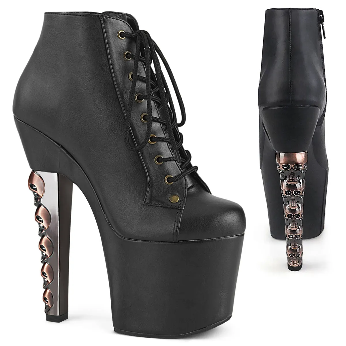 7 Inch Heel HEX-1005 Black Faux Leather