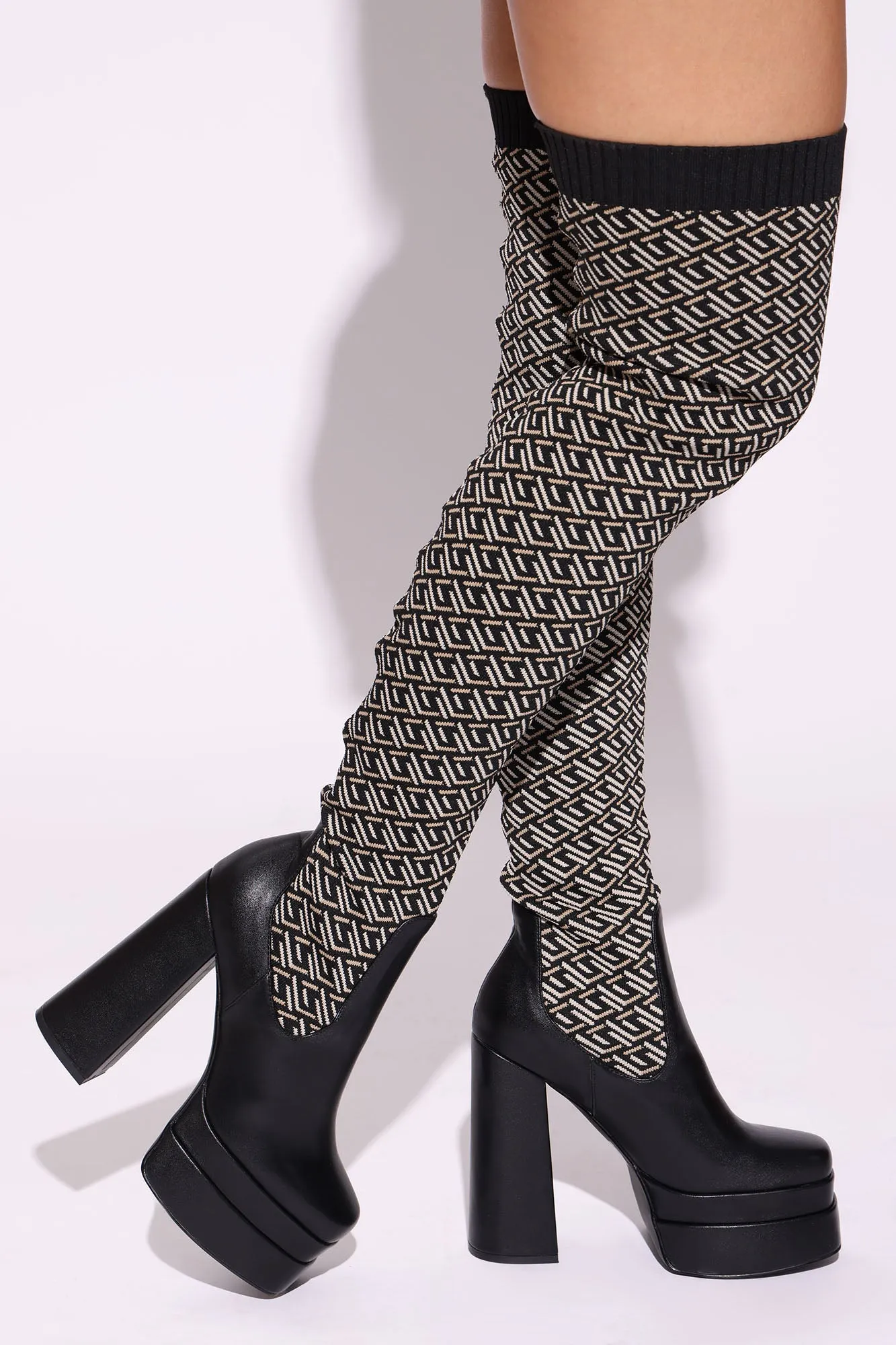Alana Over The Knee Boots - Black/combo