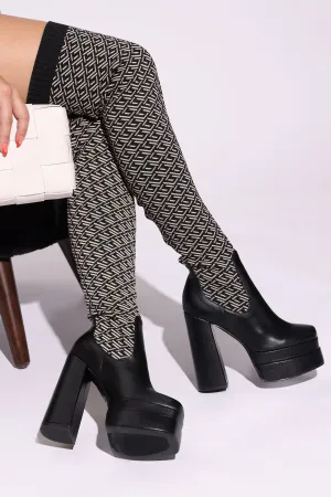Alana Over The Knee Boots - Black/combo