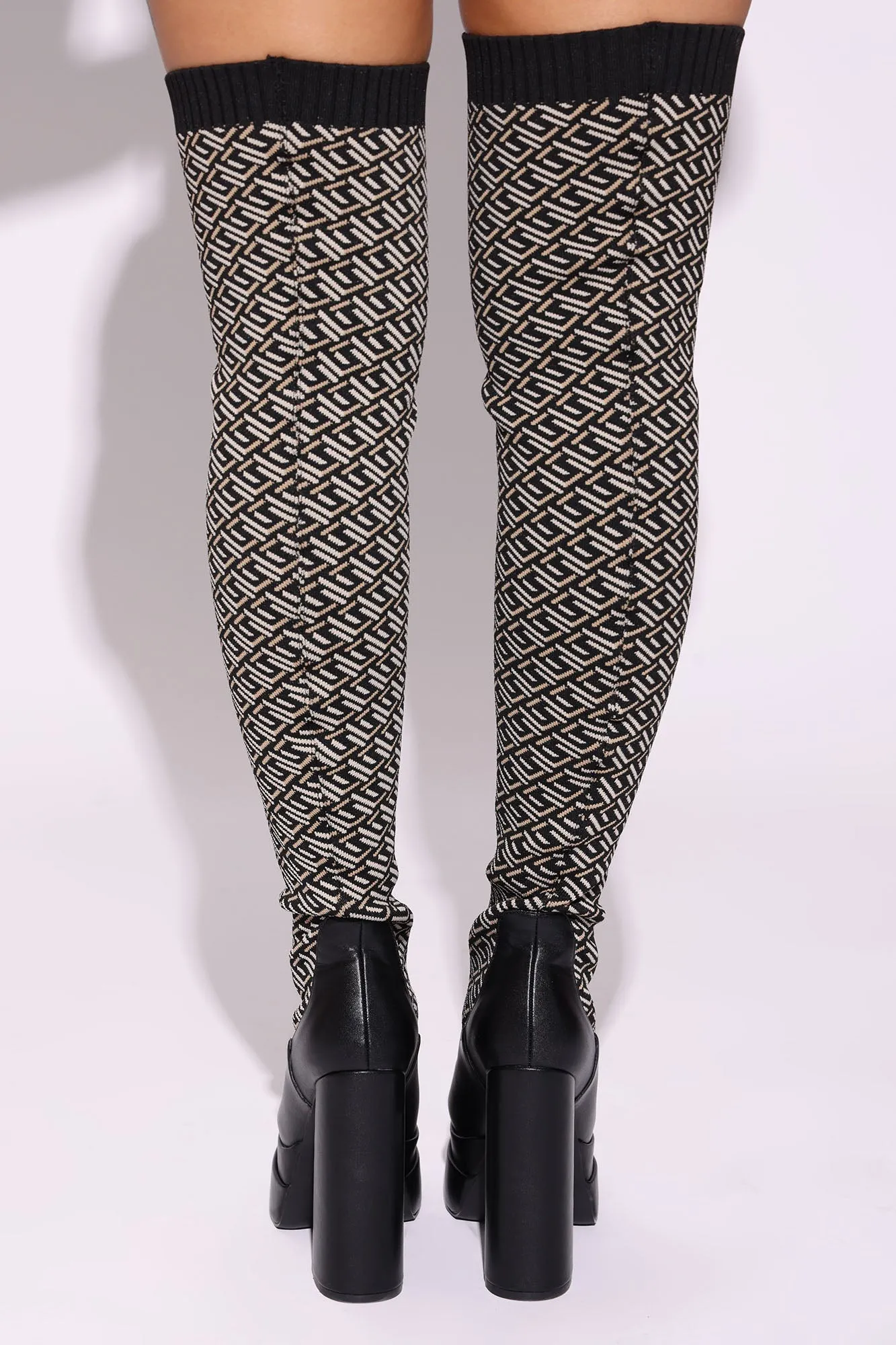 Alana Over The Knee Boots - Black/combo