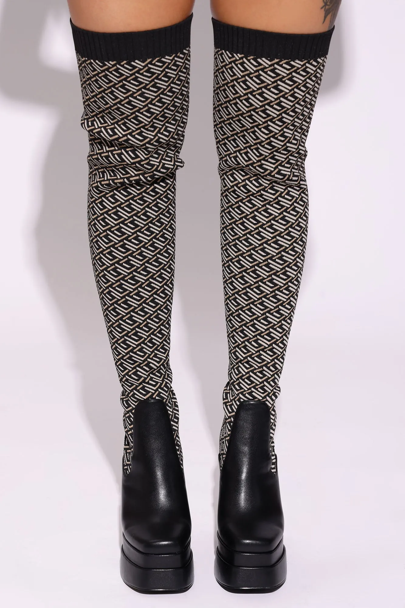 Alana Over The Knee Boots - Black/combo
