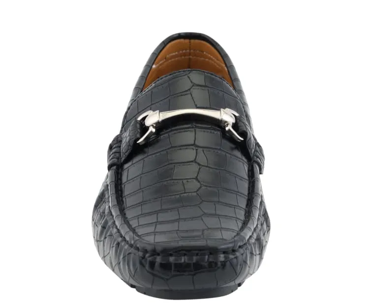 Amali Titus Crocodile Elegance Loafers Men’s Black Leather