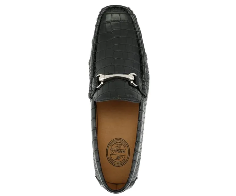 Amali Titus Crocodile Elegance Loafers Men’s Black Leather