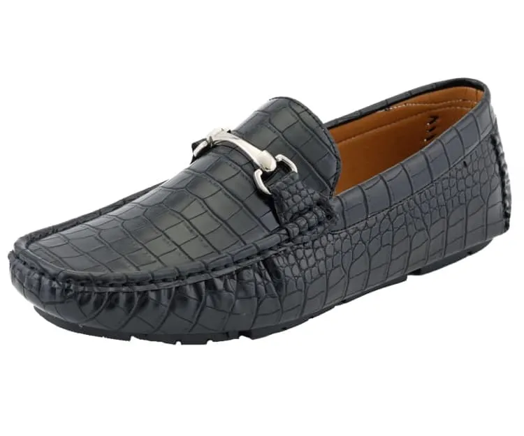 Amali Titus Crocodile Elegance Loafers Men’s Black Leather