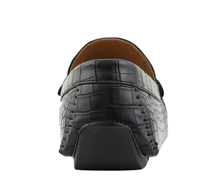 Amali Titus Crocodile Elegance Loafers Men’s Black Leather
