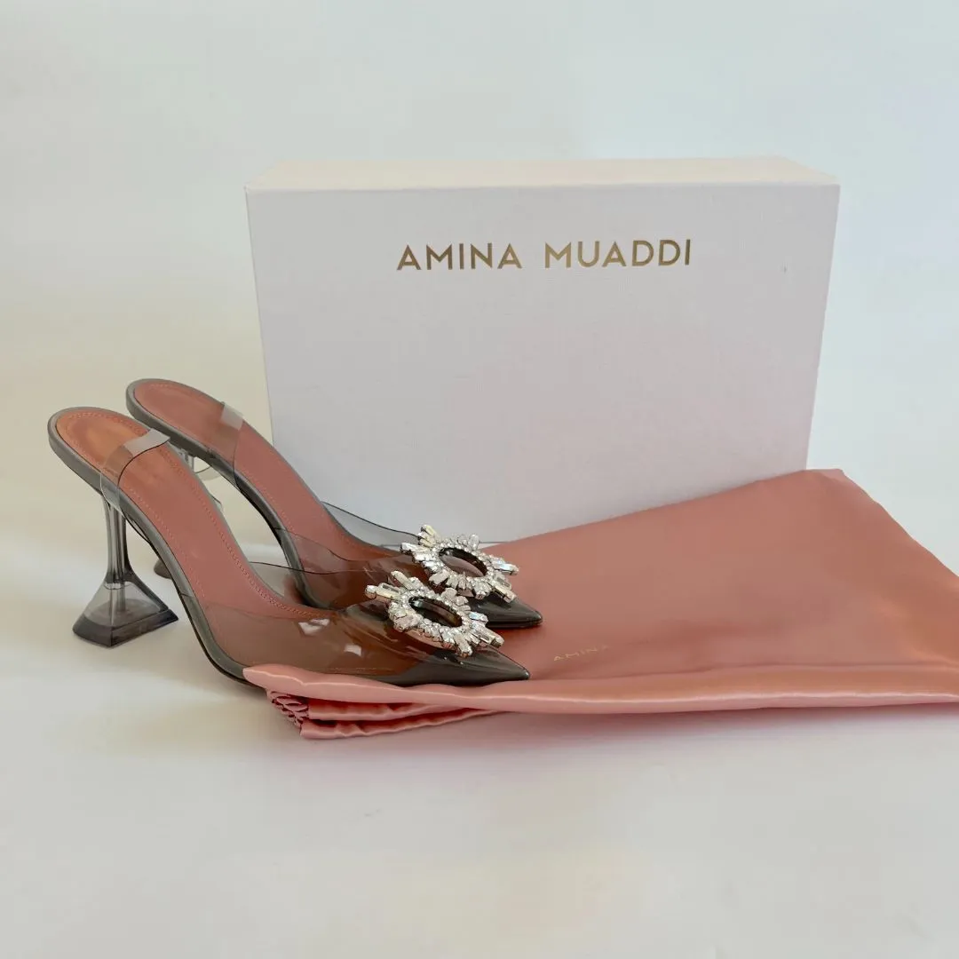 Amina Muaddi Begum 95mm transparent pumps, 37