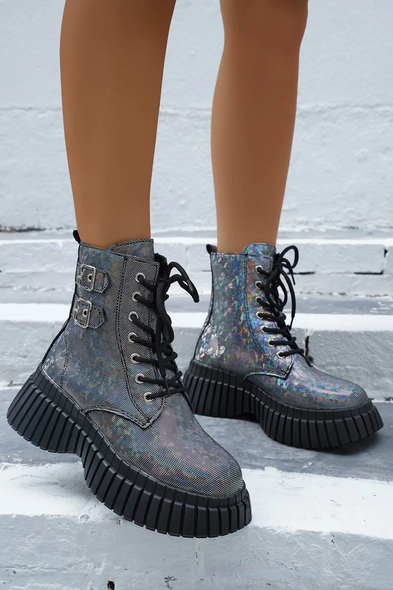 Amozae-Glossy Platform Martin Boots