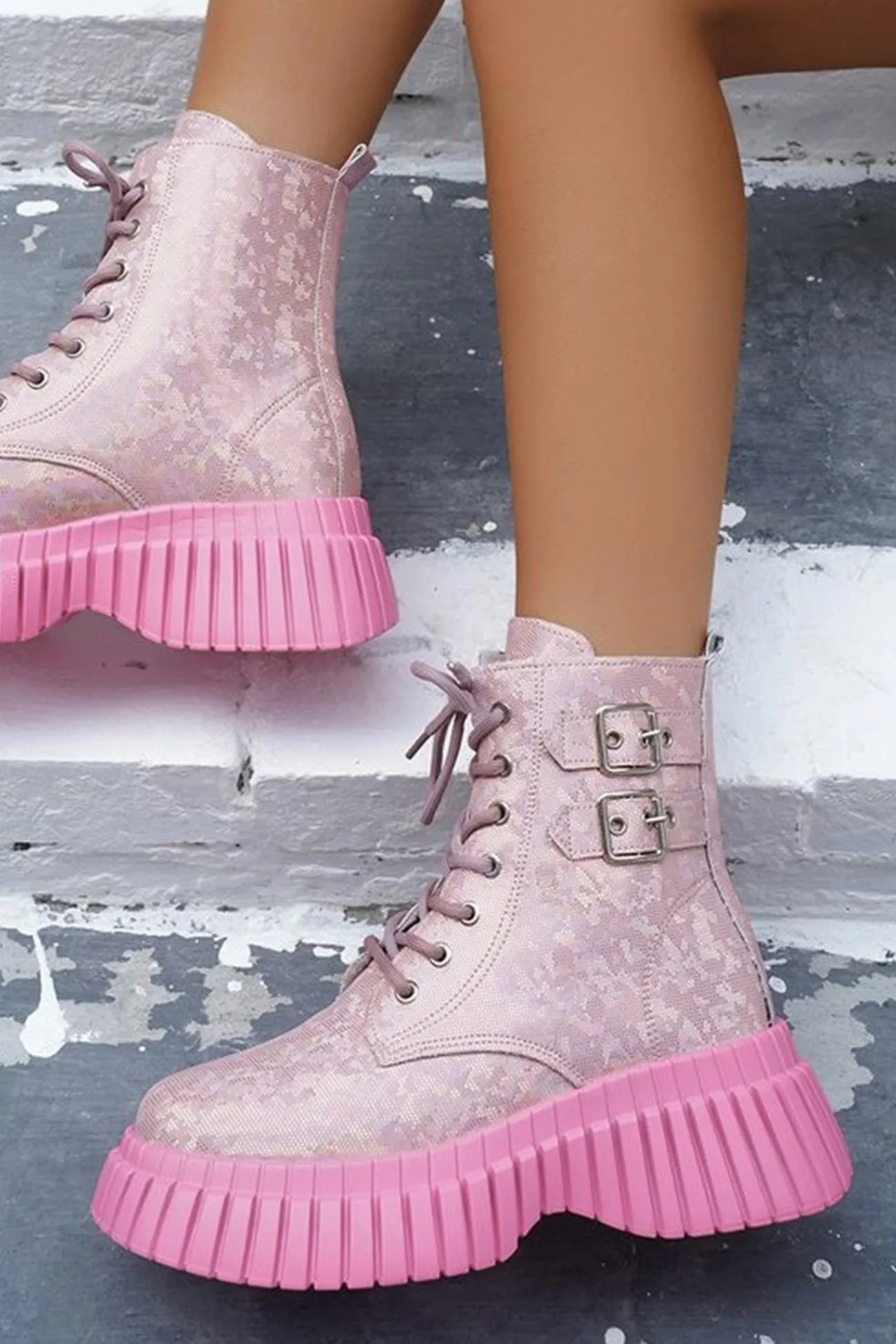 Amozae-Glossy Platform Martin Boots