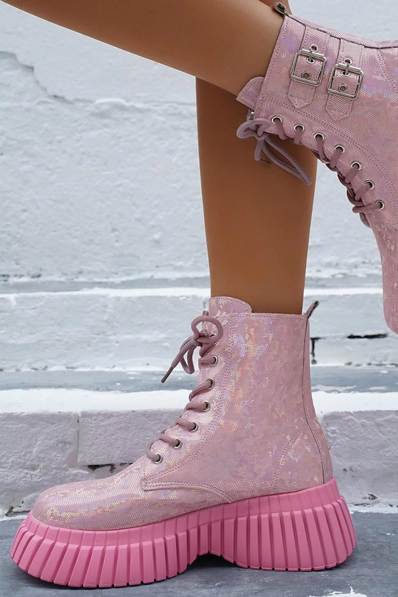 Amozae-Glossy Platform Martin Boots