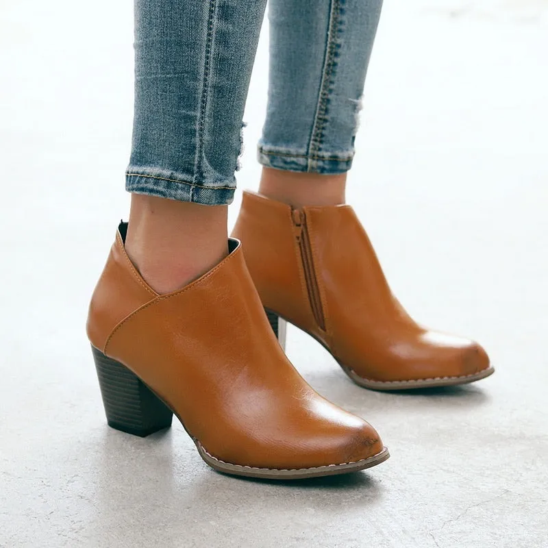 Ankle Women High Heels Platform Boots