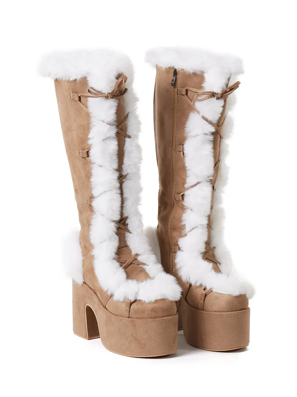 AR-3379 fur Lace-up Platform Boots