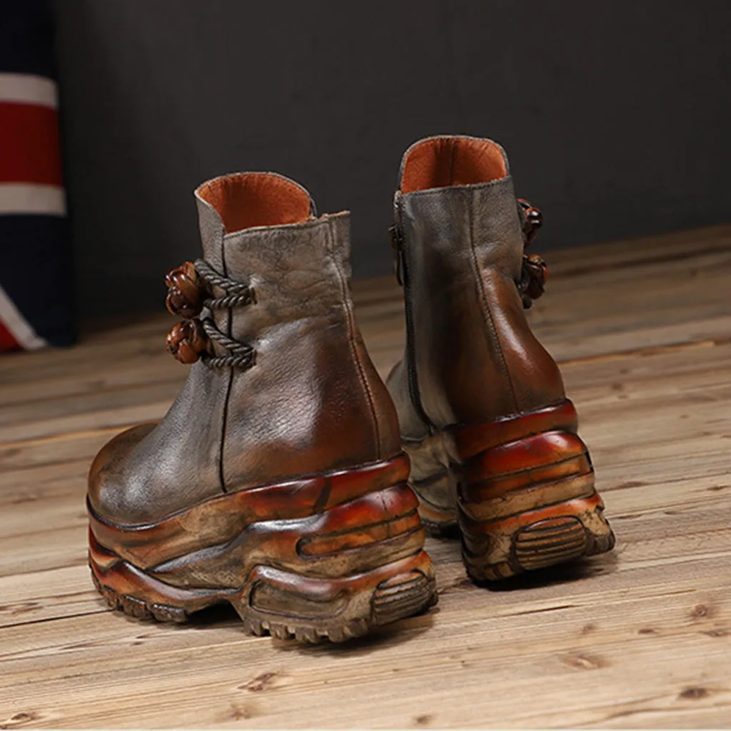 Autumn Winter Handmade Retro Platform Boots
