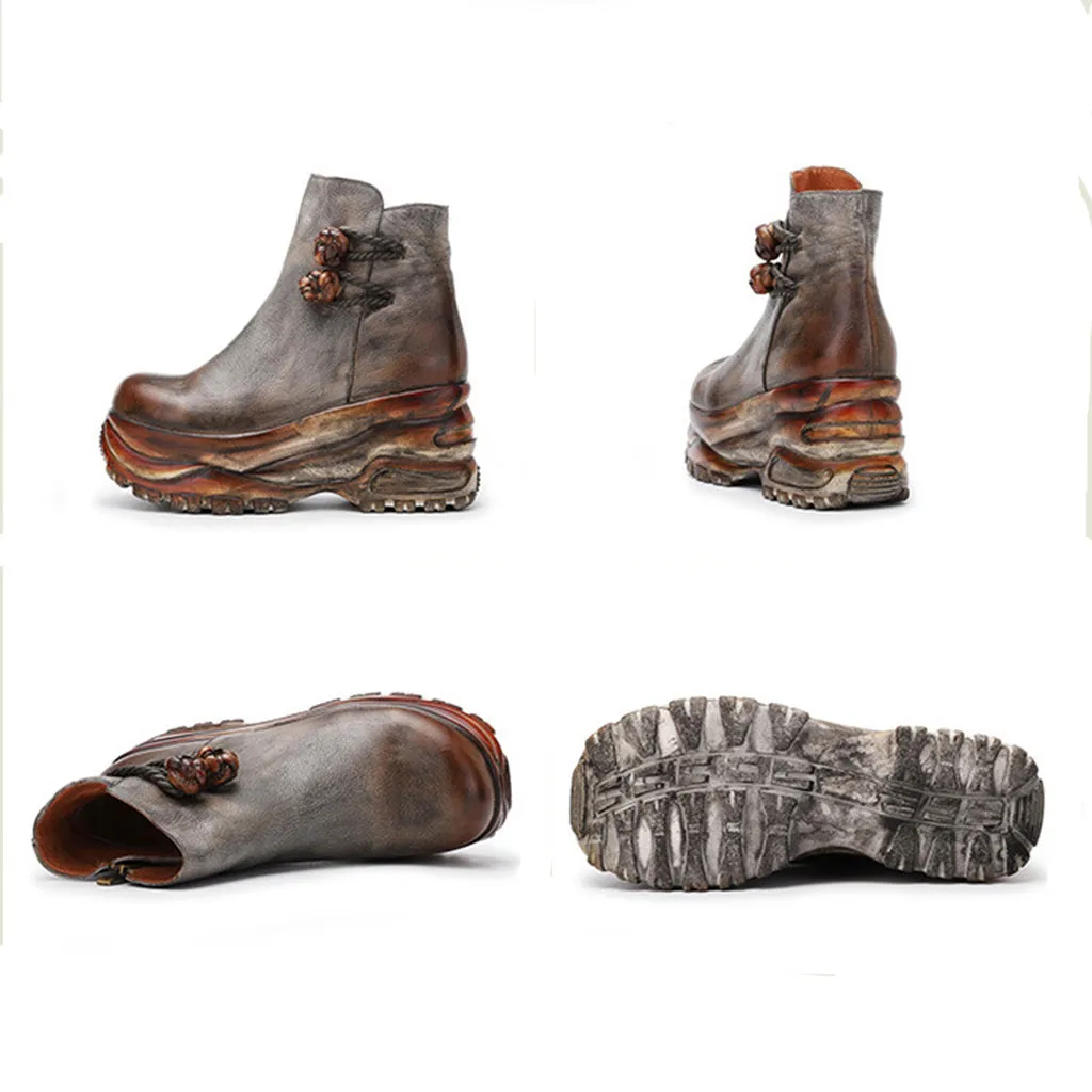 Autumn Winter Handmade Retro Platform Boots