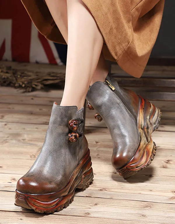 Autumn Winter Handmade Retro Platform Boots