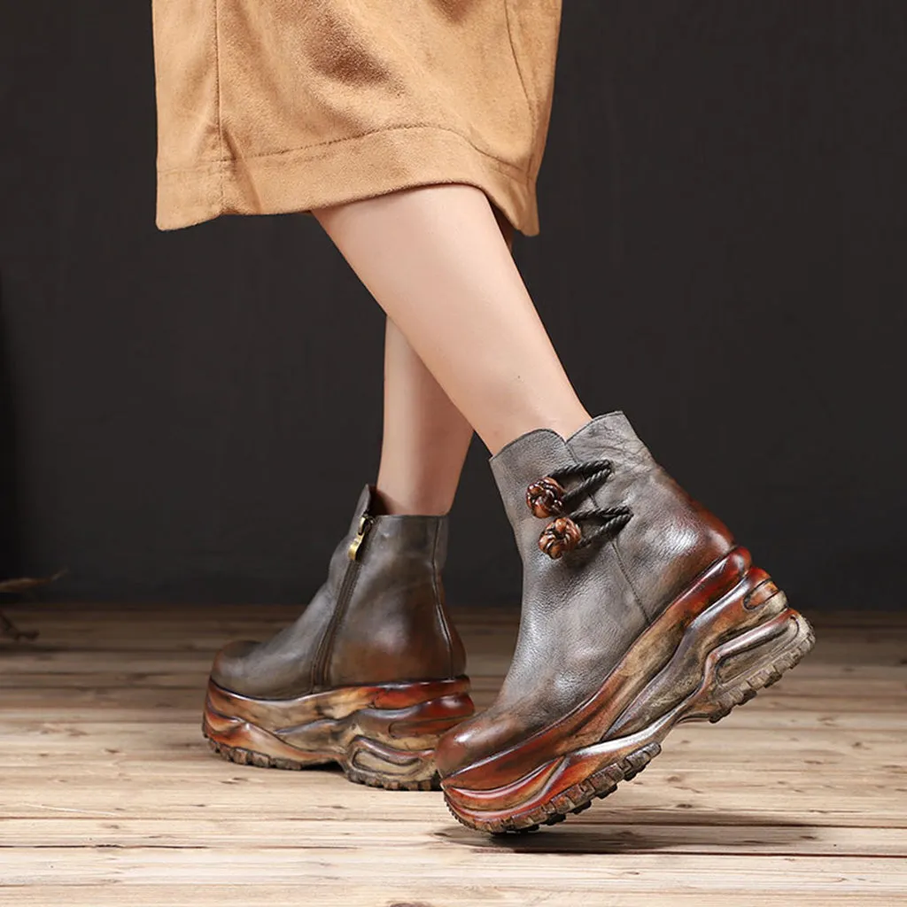 Autumn Winter Handmade Retro Platform Boots