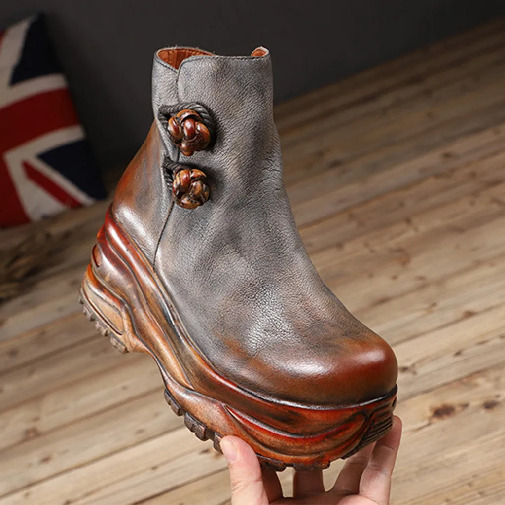 Autumn Winter Handmade Retro Platform Boots