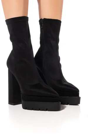 AZALEA WANG LEAH SLIP ON BLACK BOOTIE