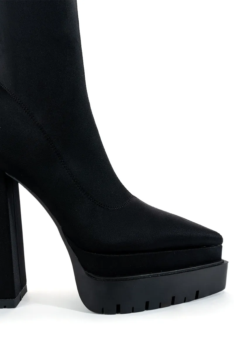 AZALEA WANG LEAH SLIP ON BLACK BOOTIE