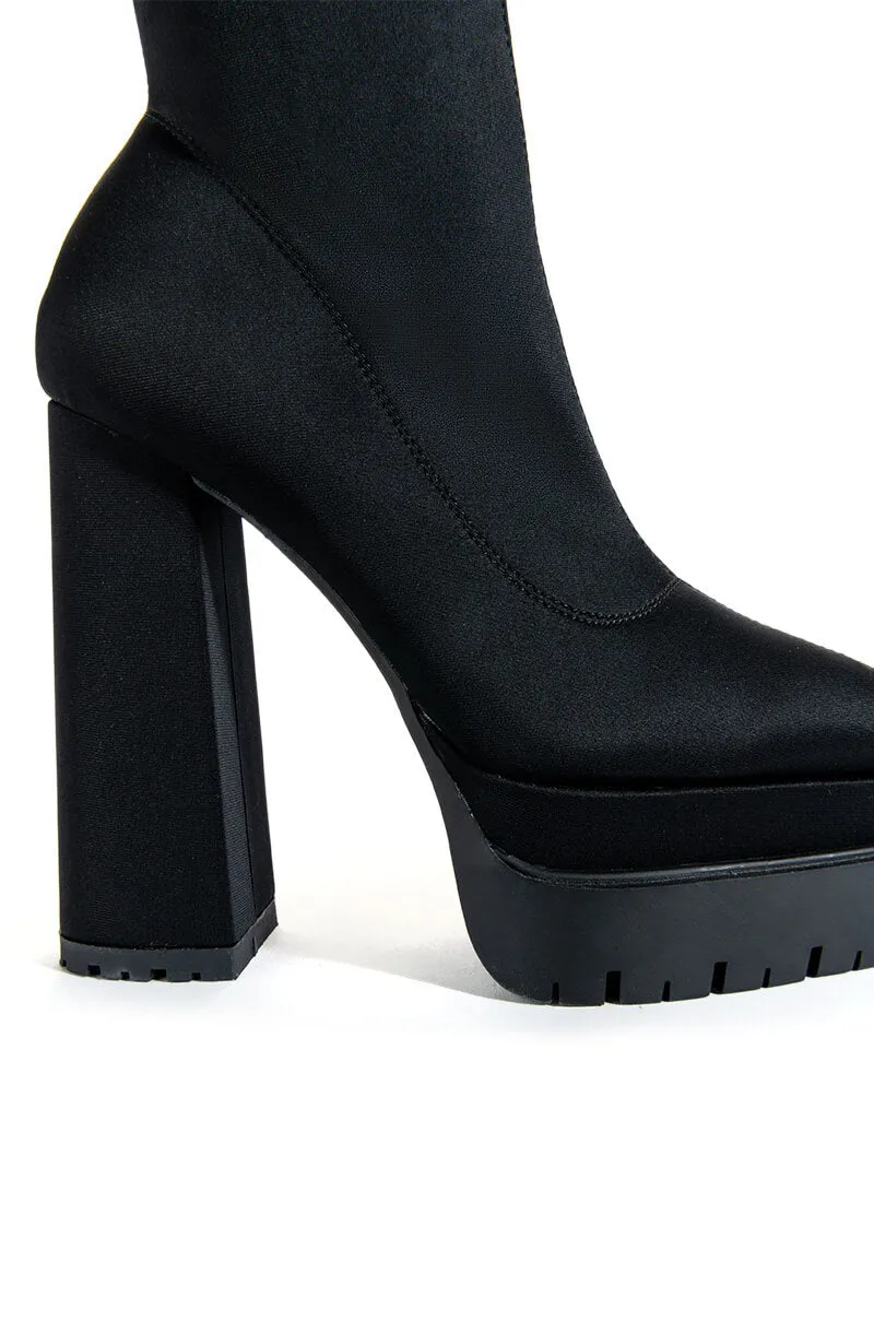 AZALEA WANG LEAH SLIP ON BLACK BOOTIE
