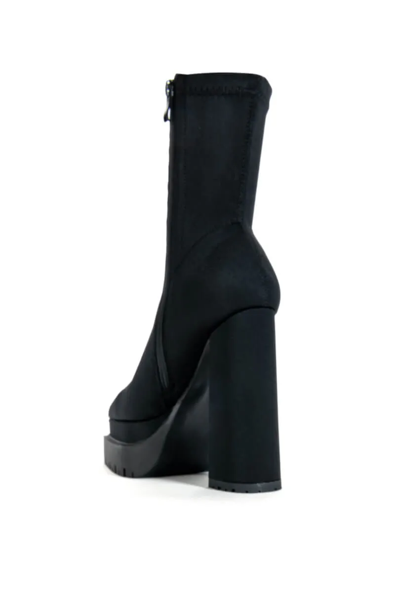 AZALEA WANG LEAH SLIP ON BLACK BOOTIE