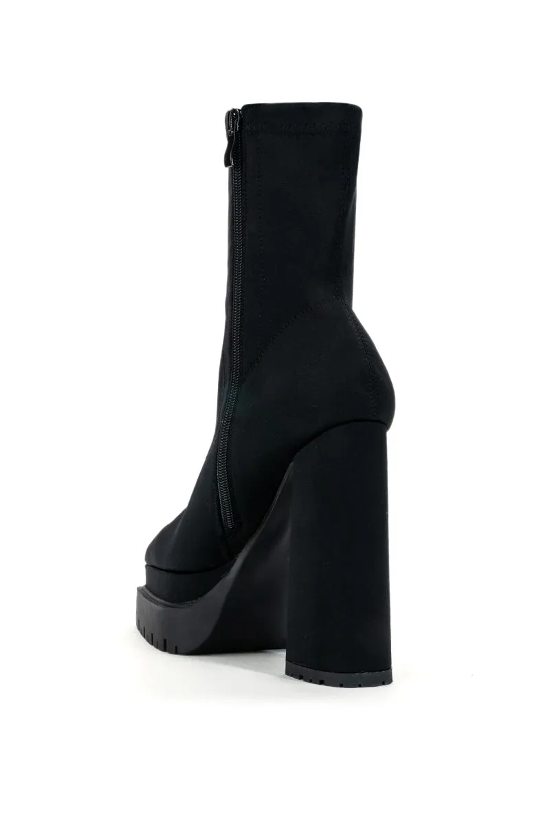 AZALEA WANG LEAH SLIP ON BLACK BOOTIE