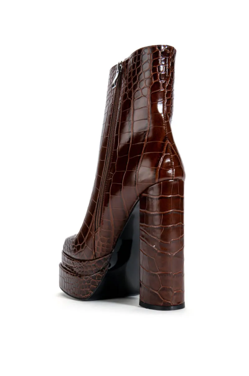 AZALEA WANG MATEO CHUNKY BOOTIE IN BROWN CROC