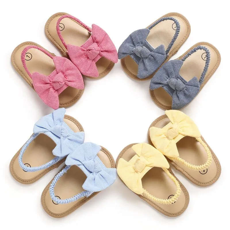 Baby Girl Bow Sandals - Denim Blue