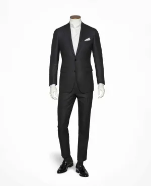 Barberis Canonico 365 Doppio Ritorto S130 Merino Wool Dark Grey Birdseye