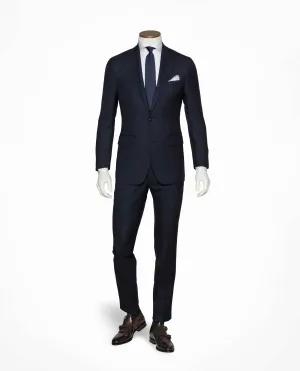 Barberis Canonico 365 Doppio Ritorto S130 Merino Wool Mid & Dark Blue Glencheck with Windowpane