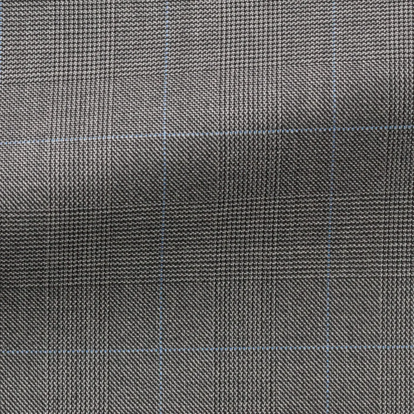 Barberis Canonico 365 Doppio Ritorto S130 Merino Wool Mid Grey Glencheck with Light Blue Windowpane
