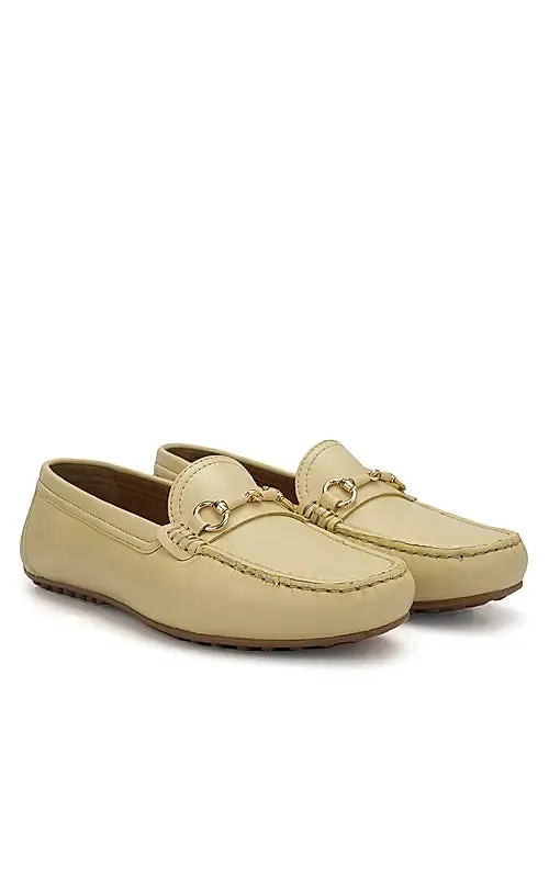 Beige Top Embellished Moccasins