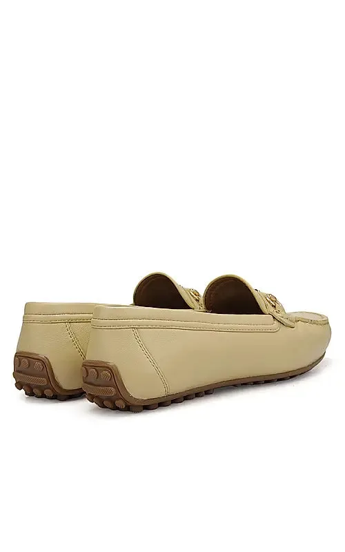 Beige Top Embellished Moccasins