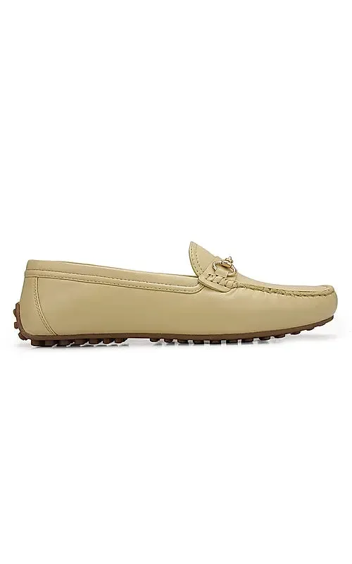 Beige Top Embellished Moccasins