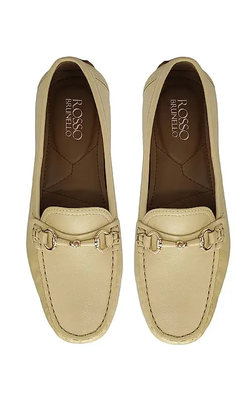 Beige Top Embellished Moccasins