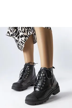 Black eco-leather work boots
