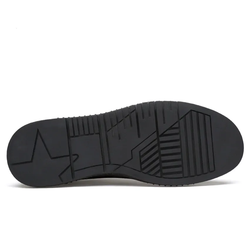 Black Genuine Leather Low Top Rubber Sole Sneakers