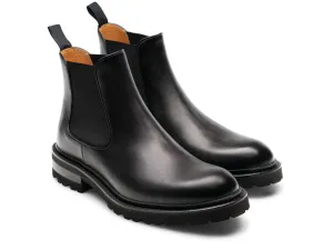 Black Leather Ferneto Chunky Chelsea Boots - Hiking and Trekking Boots