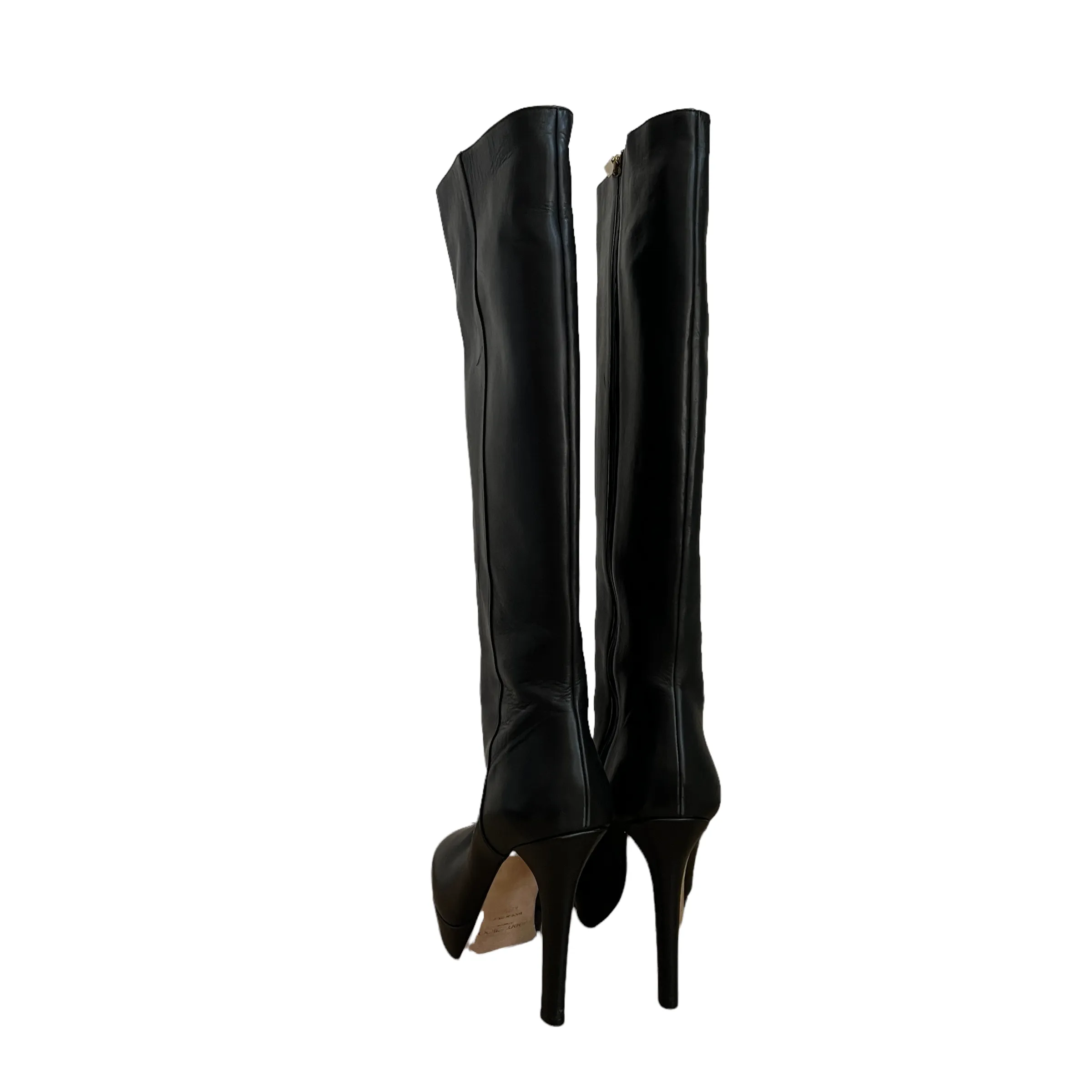 Black Leather Tall Boots - 10.5