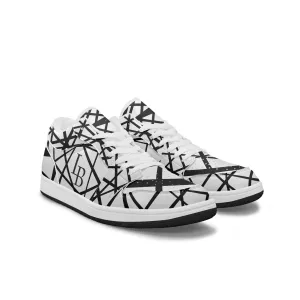 Black "Striped X"  Low-Top Leather Sneakers