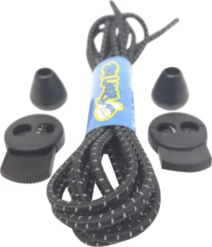 Black Reflective Lockable Laces - 3mm wide