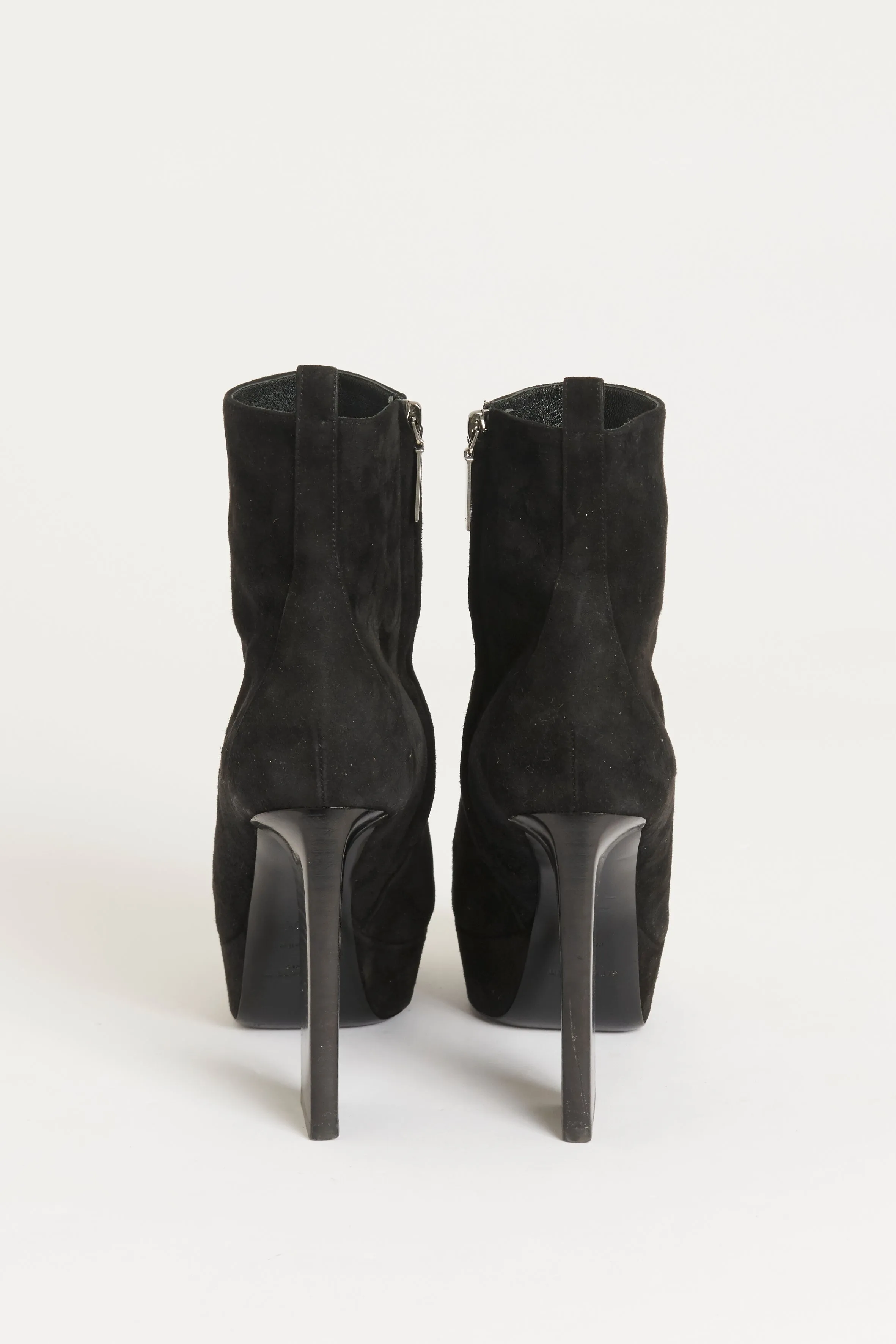 Black Suede Candy Platform Preowned Ankle Boots