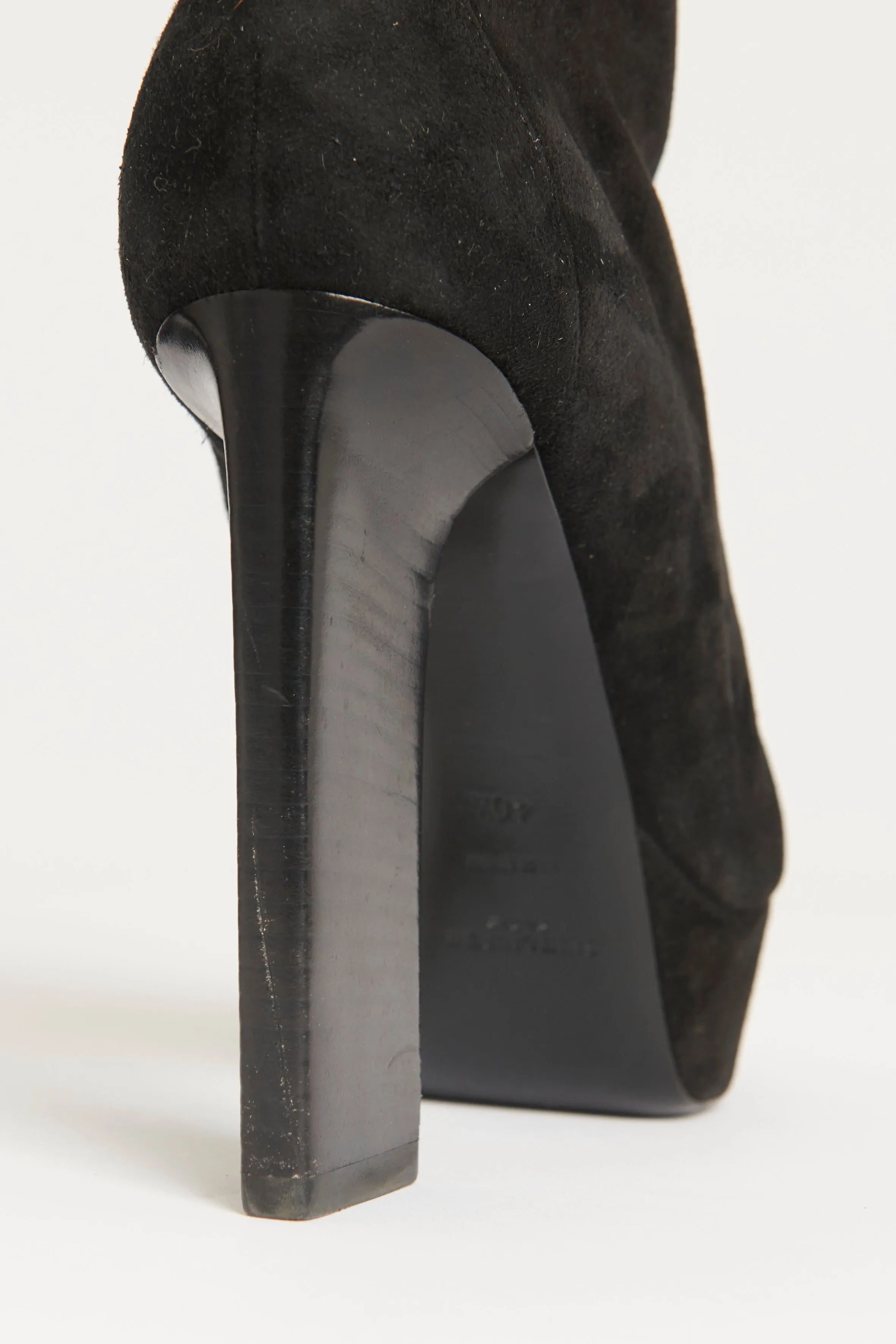 Black Suede Candy Platform Preowned Ankle Boots