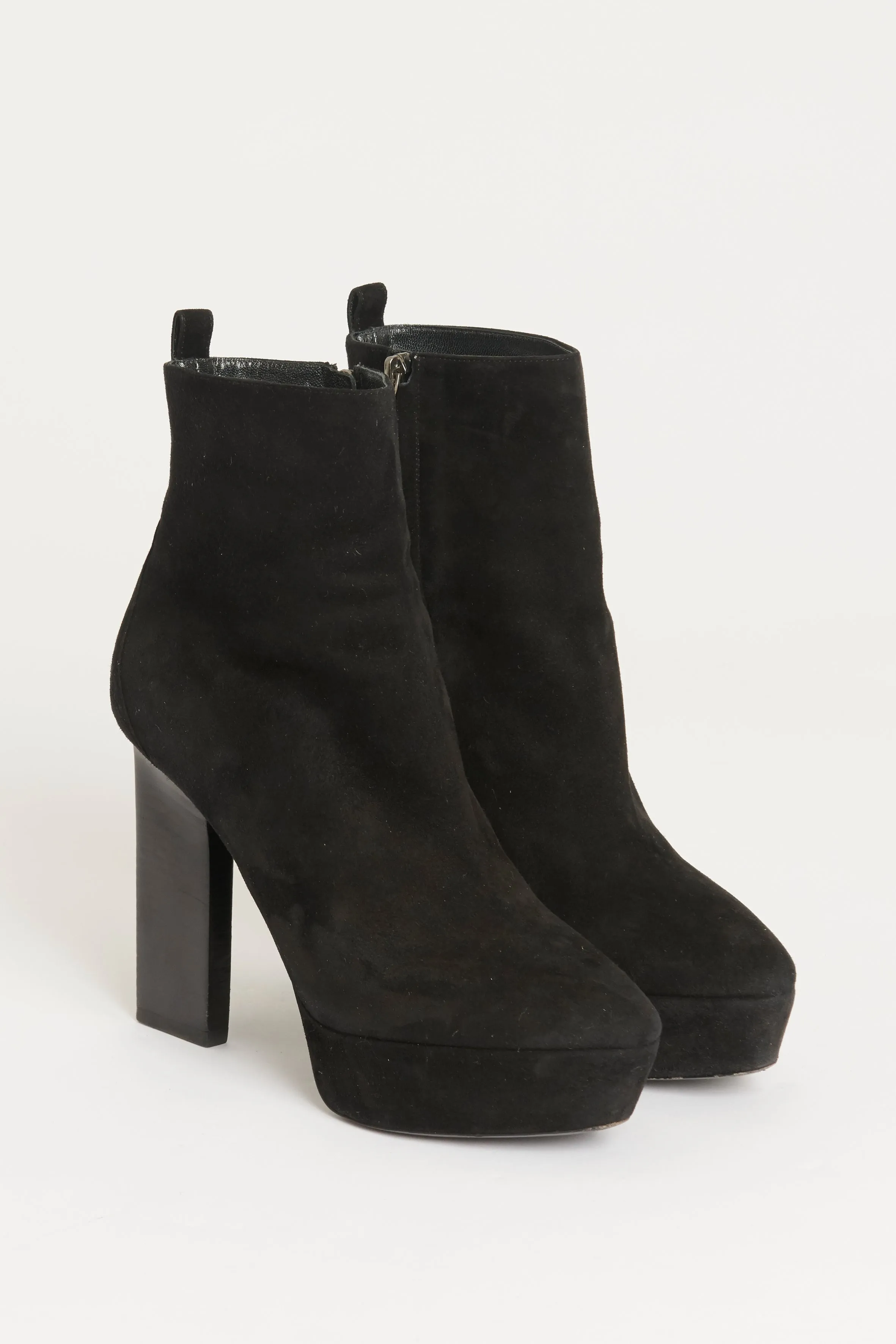 Black Suede Candy Platform Preowned Ankle Boots