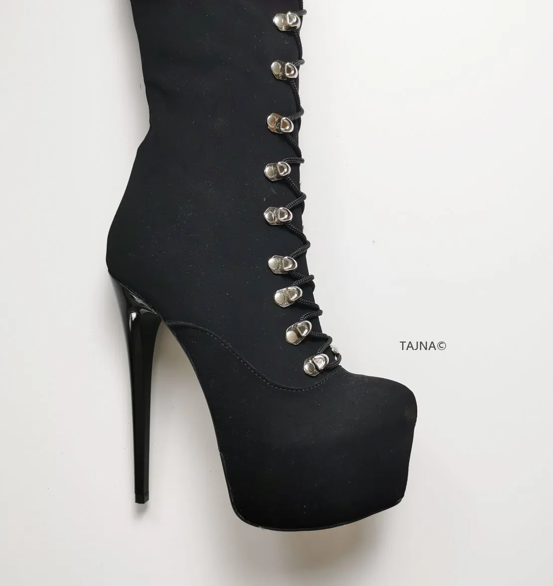 Black Suede Military Style Over Knee Boots