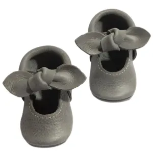 Blue Spruce Knotted Bow Baby Shoe