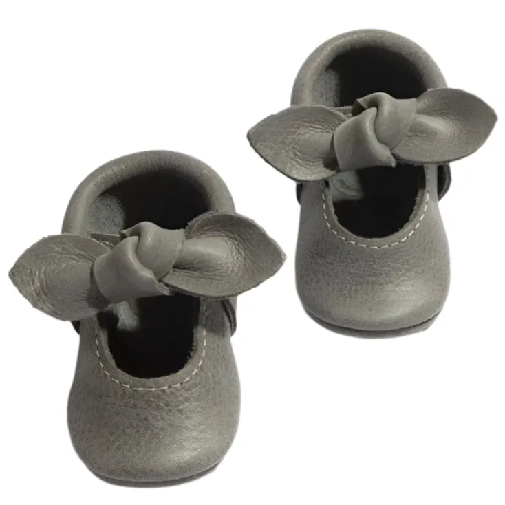 Blue Spruce Knotted Bow Baby Shoe