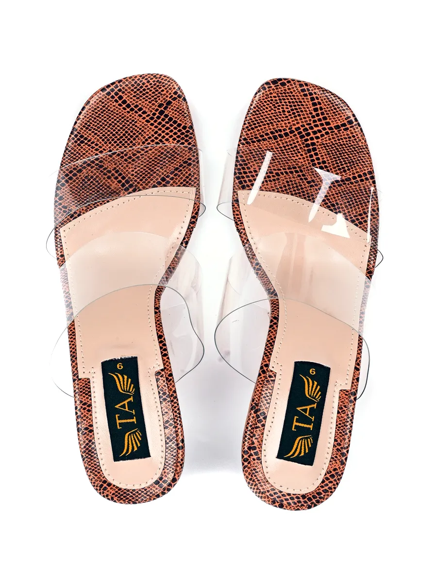 Brown Transparent Block Heel