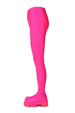 Cape Robbin Devons Pants Chunky Lug Sole Rounded Toe Pull On Stretch Legging Boots